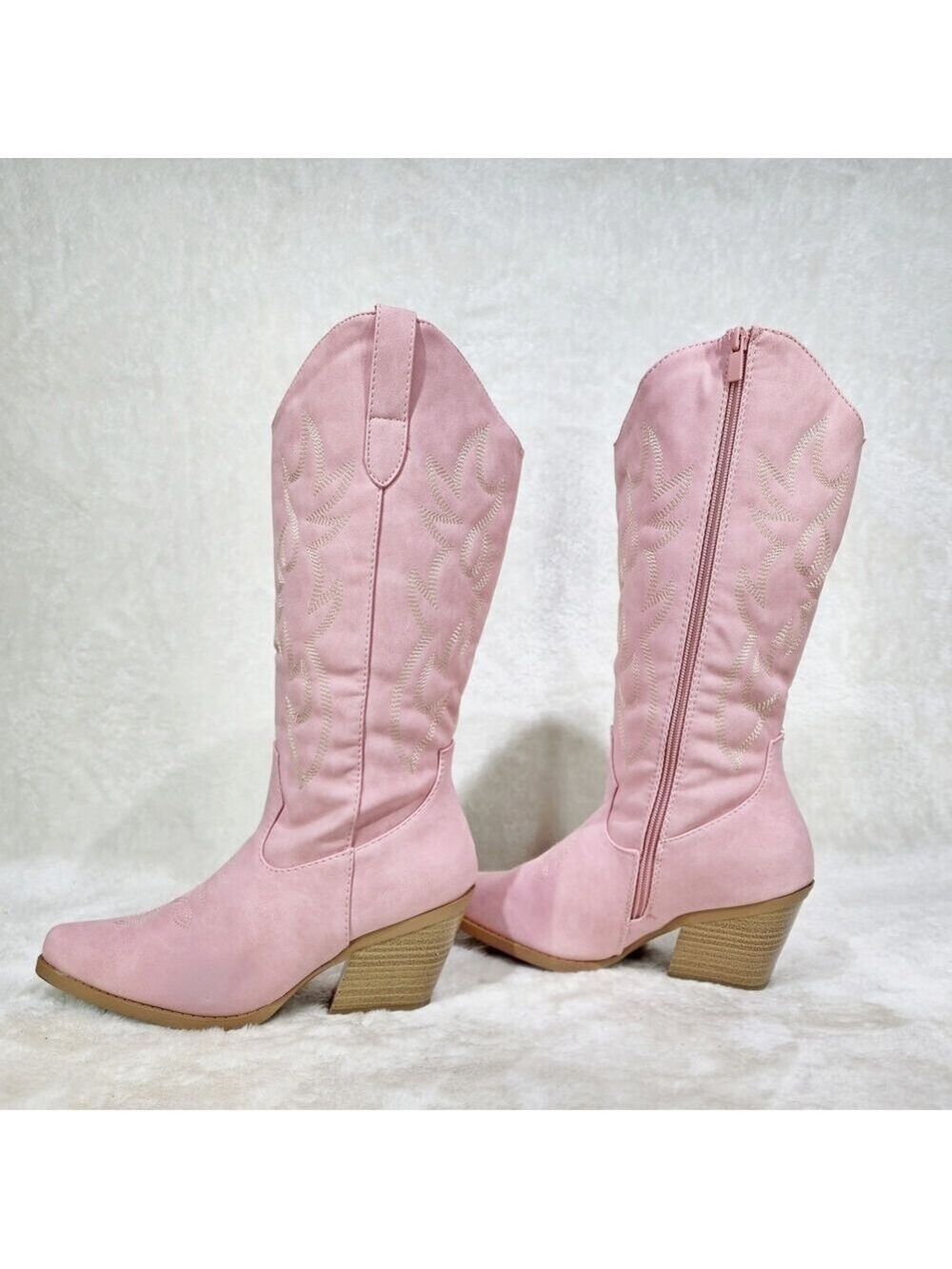 NIB Reba Dusty Pink Leatherette Country Western Cowgirl Knee Boots